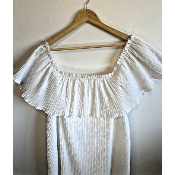 Zara Ruffled Pleated Sleeveless Short Voluminous Dress White Size M - Picture 5 of 15